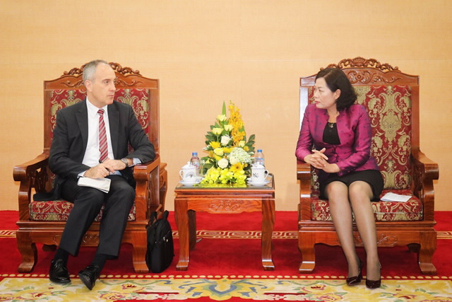 Phó Thống đốc Nguyễn Thị Hồng tiếp Văn phòng Hỗ trợ Kỹ thuật của IMF tại Lào và Myanmar